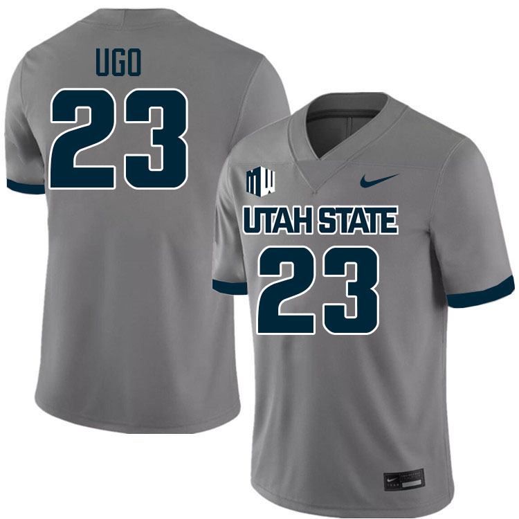 Utah State Aggies #23 Courage Ugo College Football Jerseys Stitched-Grey